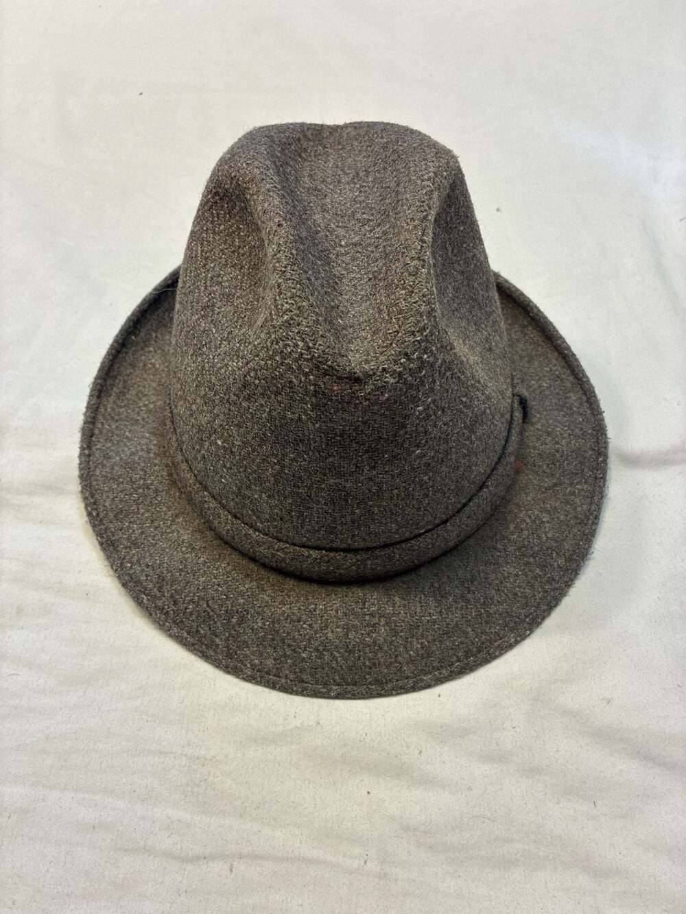 Vintage Adam New York Wool Tweed Fedora Hat Brown Size Medium 7-7 1/8